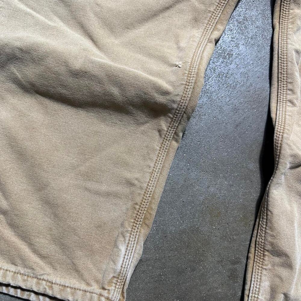 Vintage Carhartt Tan Blanket Flannel Lined Carpenter Pants Mens 42x30 Jeans - Picture 6 of 6
